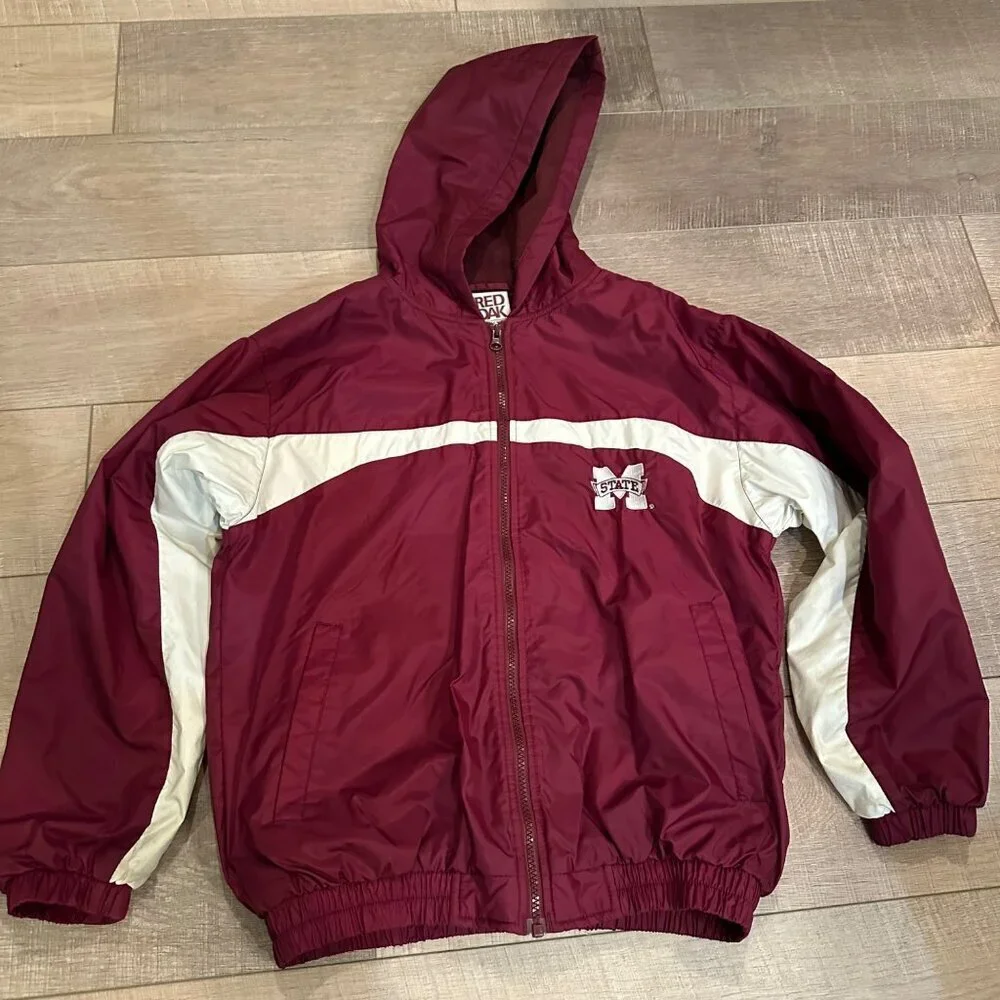 RED OAK SPORTS WEAR YOUTH RED MISSISSIPPI BULLDOGS HOODED JACKET XL